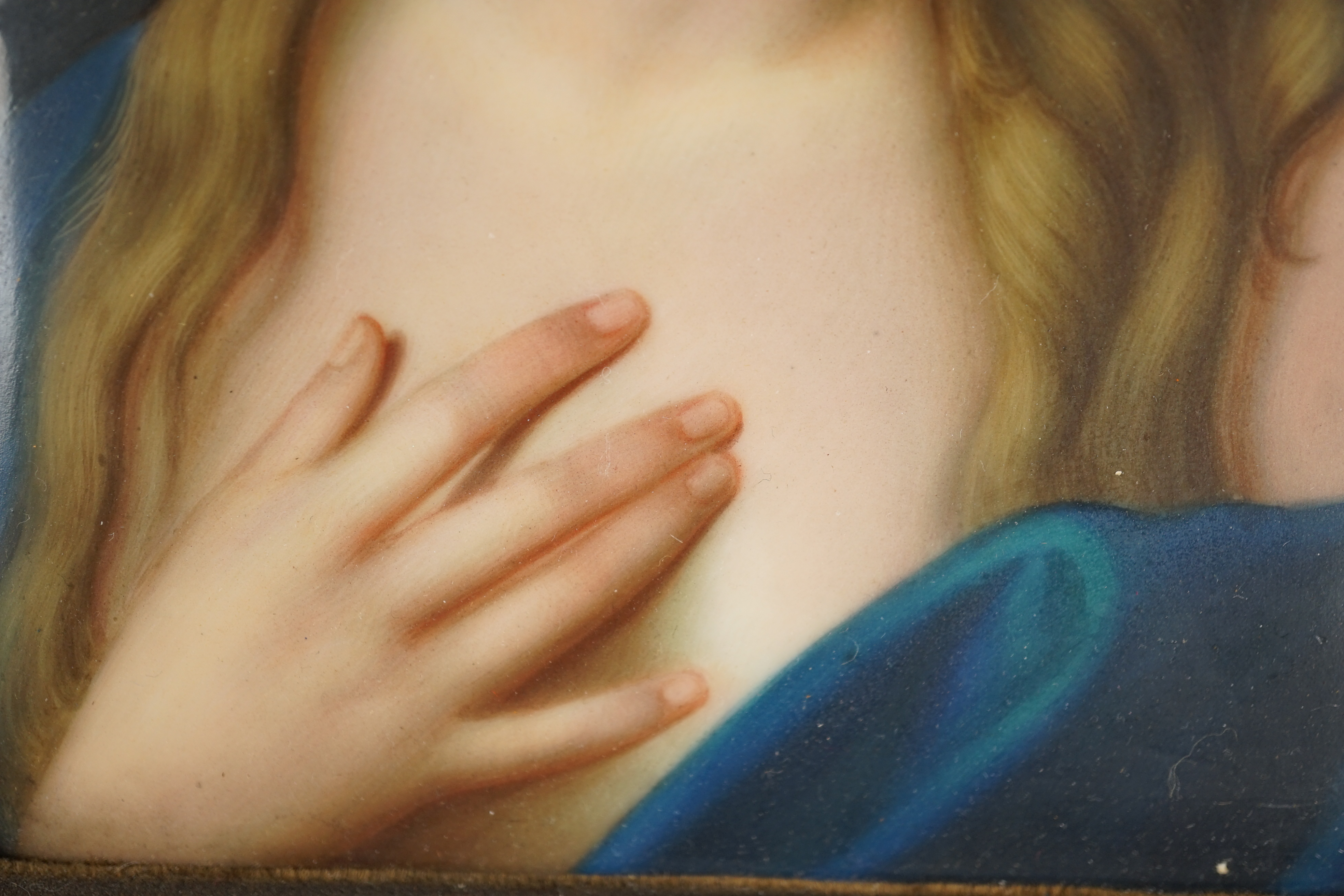 A KPM Berlin porcelain plaque of the Penitent Magdalene, after Pietro Rotari, late 19th century